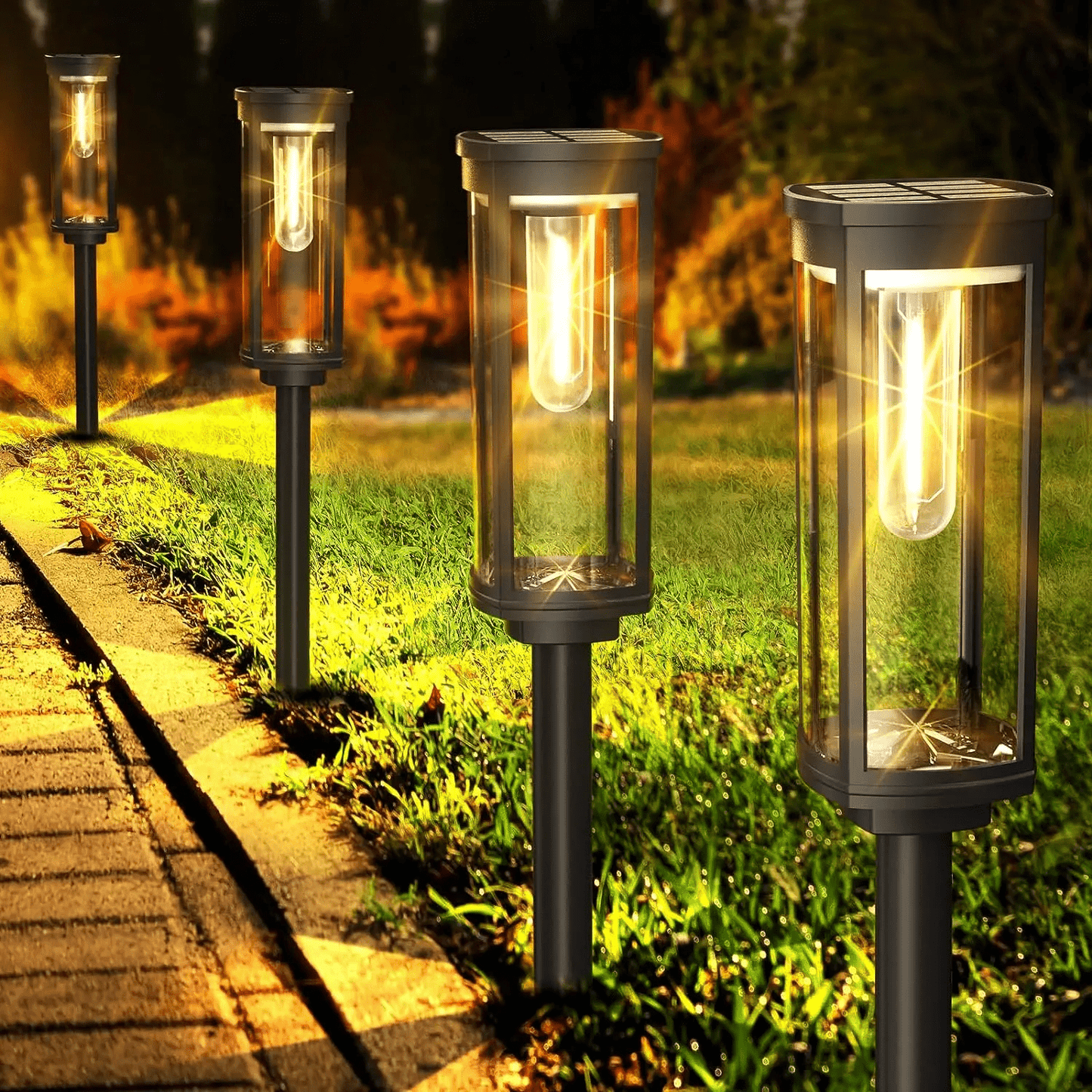 Solar Lanterns Outdoor LED Lighting | Eco-Friendly Garden & Pathway Lights | Aluminum & Plastic | Compact 19cm Design