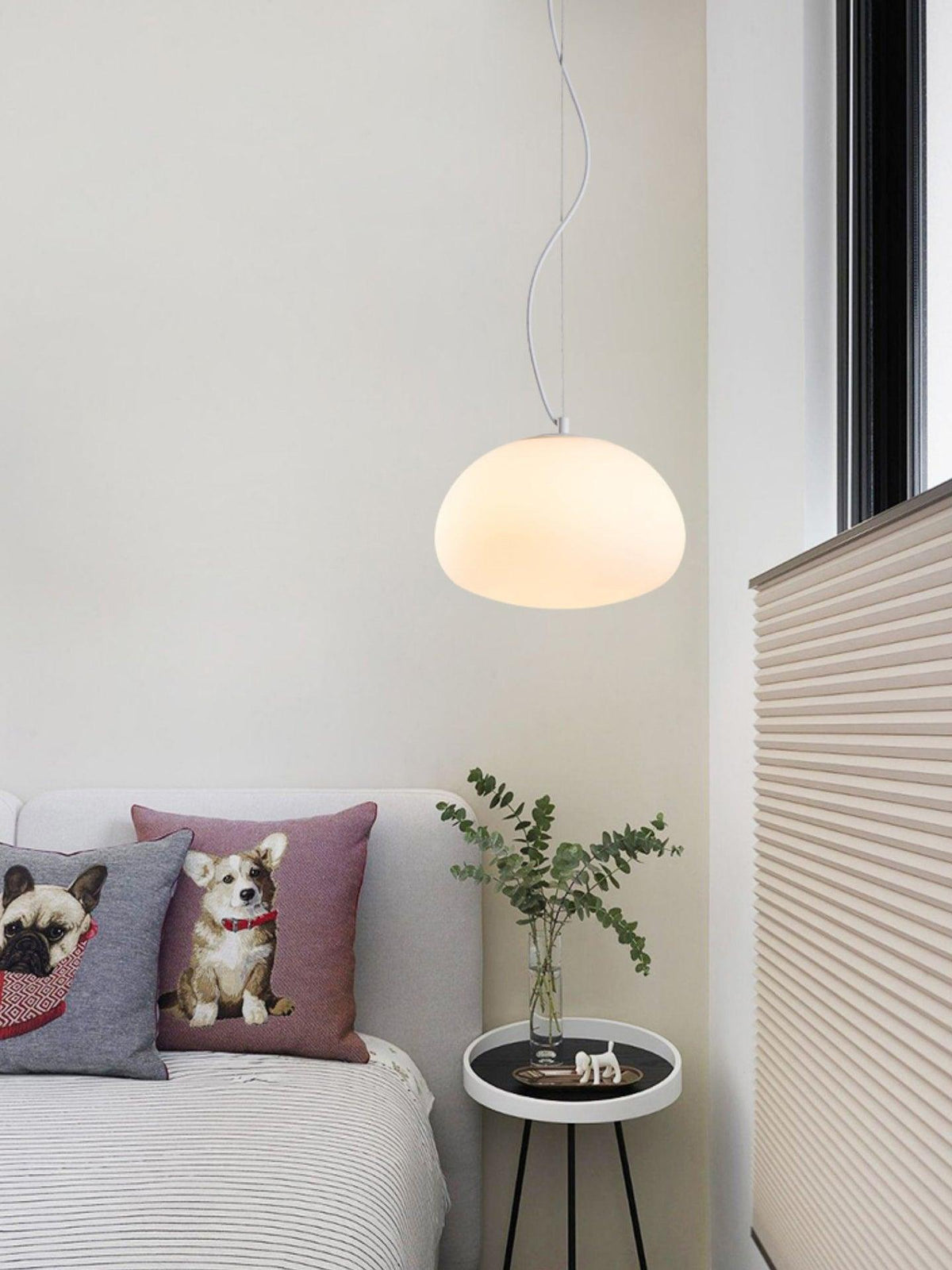 Steamed Bun Hanging Pendant Lamp Glass Ceiling Light | E26/E27 Socket | Adjustable Cable | Warm Ambient LED Lighting