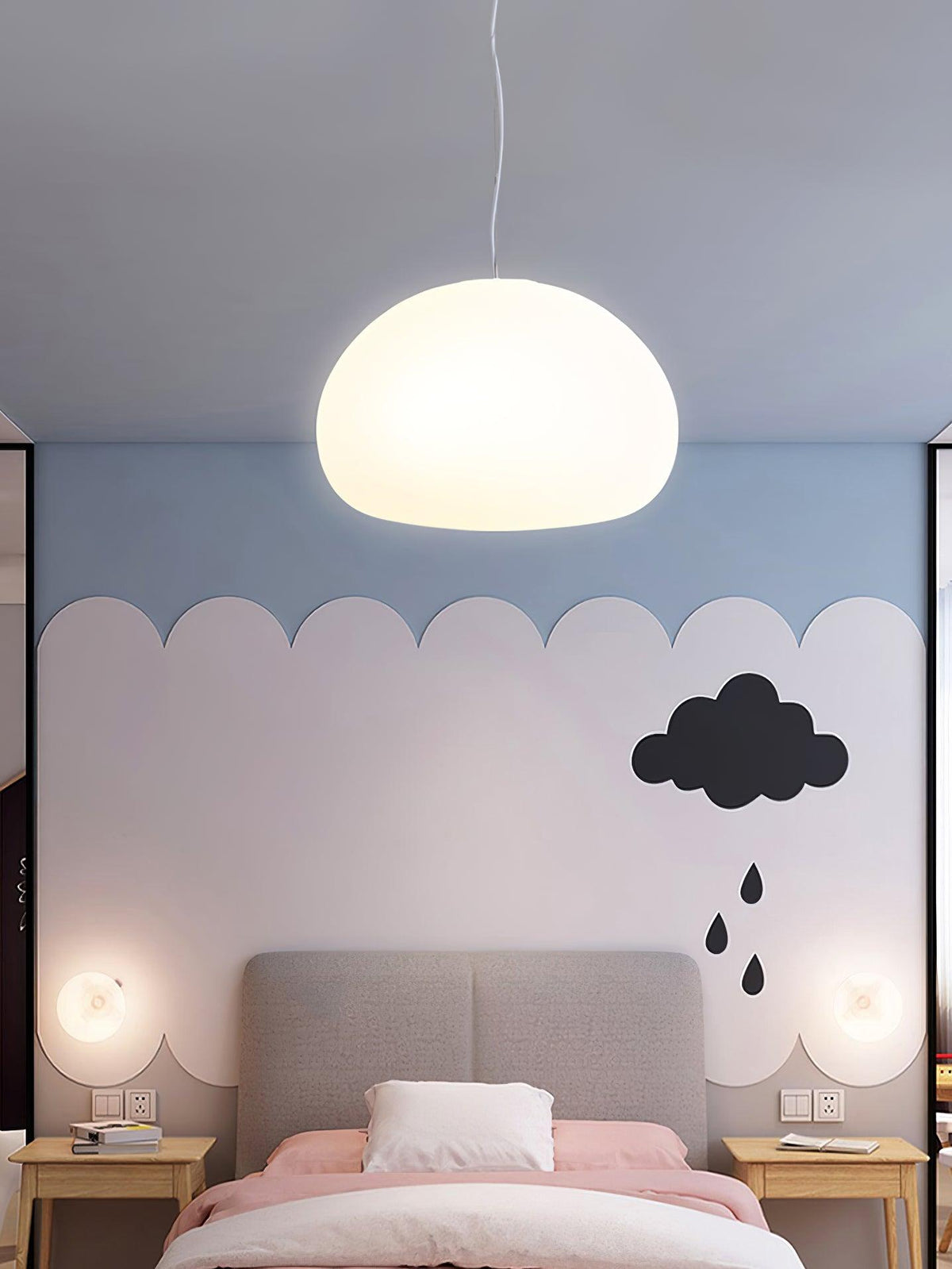 Steamed Bun Hanging Pendant Lamp Glass Ceiling Light | E26/E27 Socket | Adjustable Cable | Warm Ambient LED Lighting