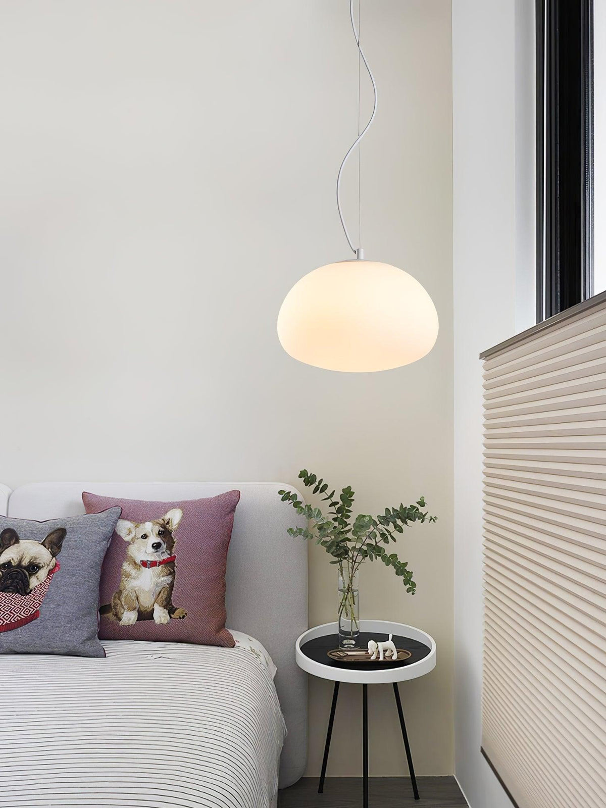 Steamed Bun Hanging Pendant Lamp Glass Ceiling Light | E26/E27 Socket | Adjustable Cable | Warm Ambient LED Lighting