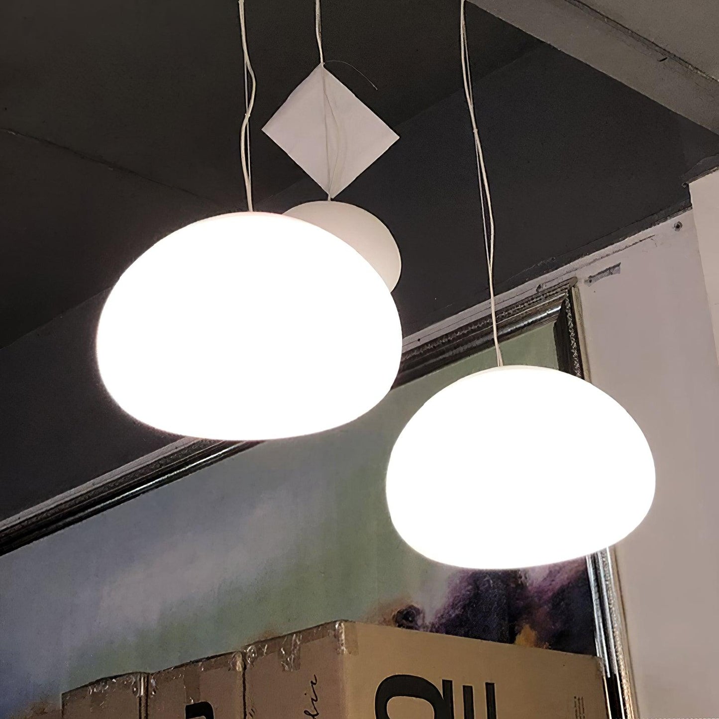Steamed Bun Hanging Pendant Lamp Glass Ceiling Light | E26/E27 Socket | Adjustable Cable | Warm Ambient LED Lighting
