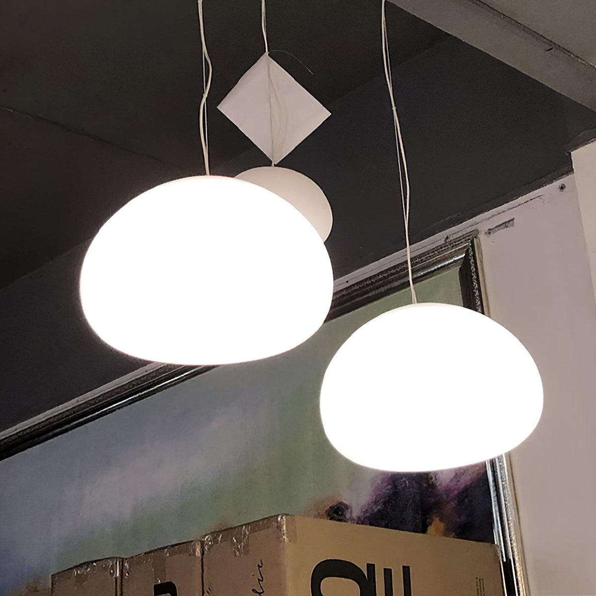 Steamed Bun Hanging Pendant Lamp Glass Ceiling Light | E26/E27 Socket | Adjustable Cable | Warm Ambient LED Lighting