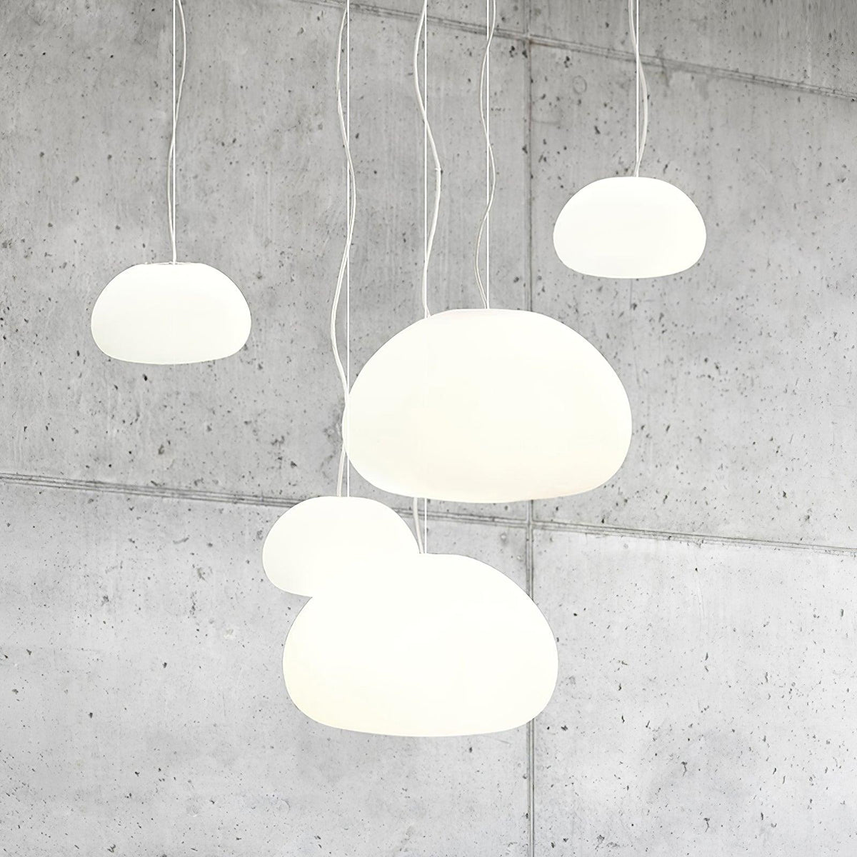 Steamed Bun Hanging Pendant Lamp Glass Ceiling Light | E26/E27 Socket | Adjustable Cable | Warm Ambient LED Lighting