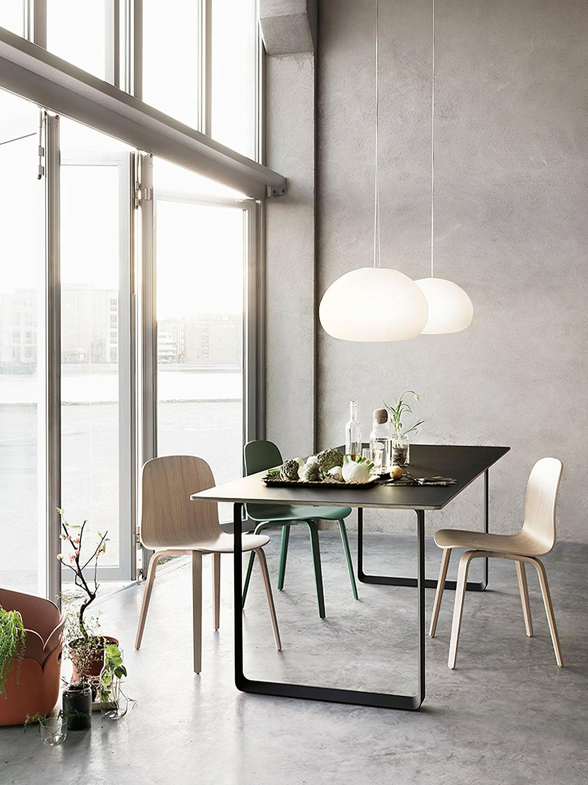 Steamed Bun Hanging Pendant Lamp Glass Ceiling Light | E26/E27 Socket | Adjustable Cable | Warm Ambient LED Lighting
