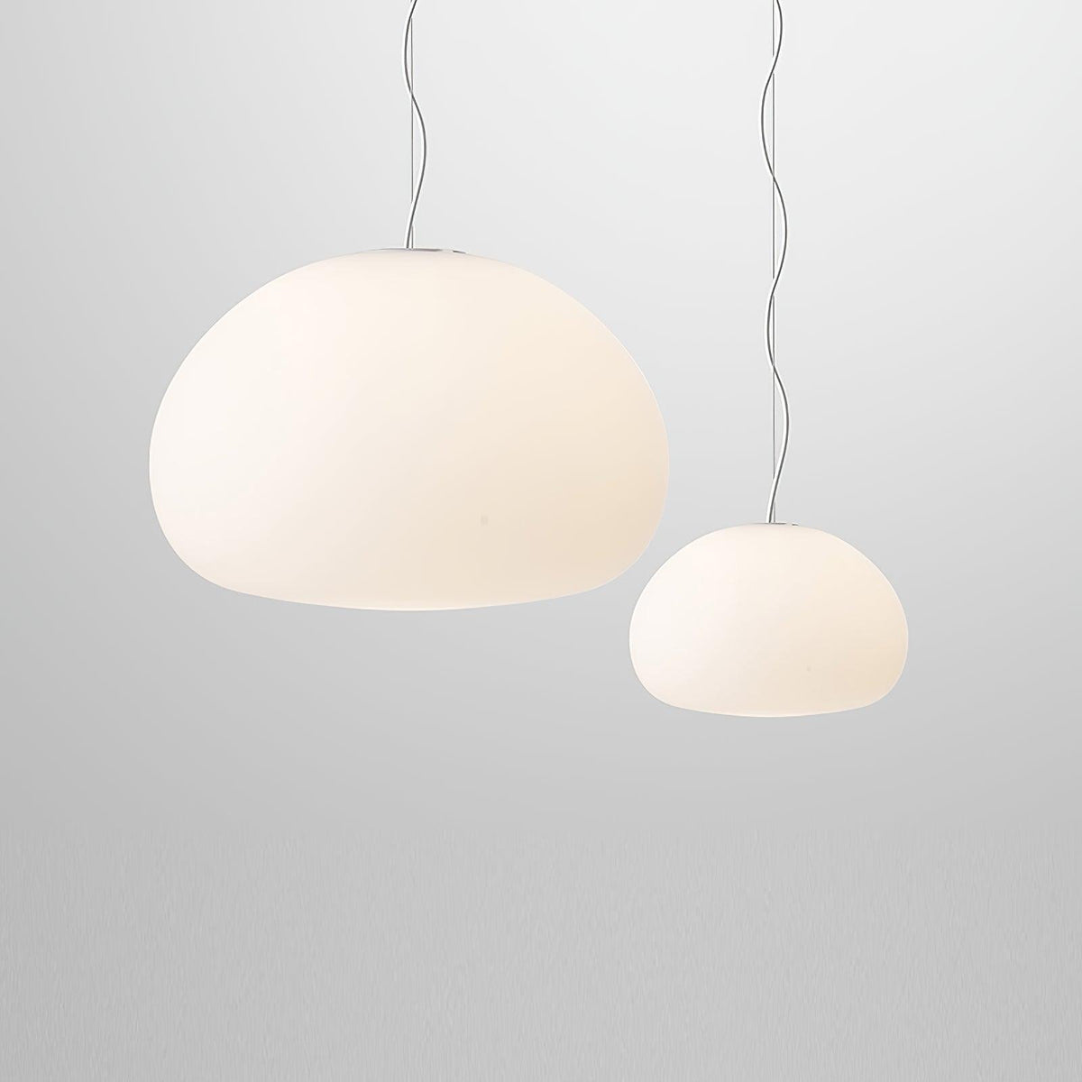 Steamed Bun Hanging Pendant Lamp Glass Ceiling Light | E26/E27 Socket | Adjustable Cable | Warm Ambient LED Lighting
