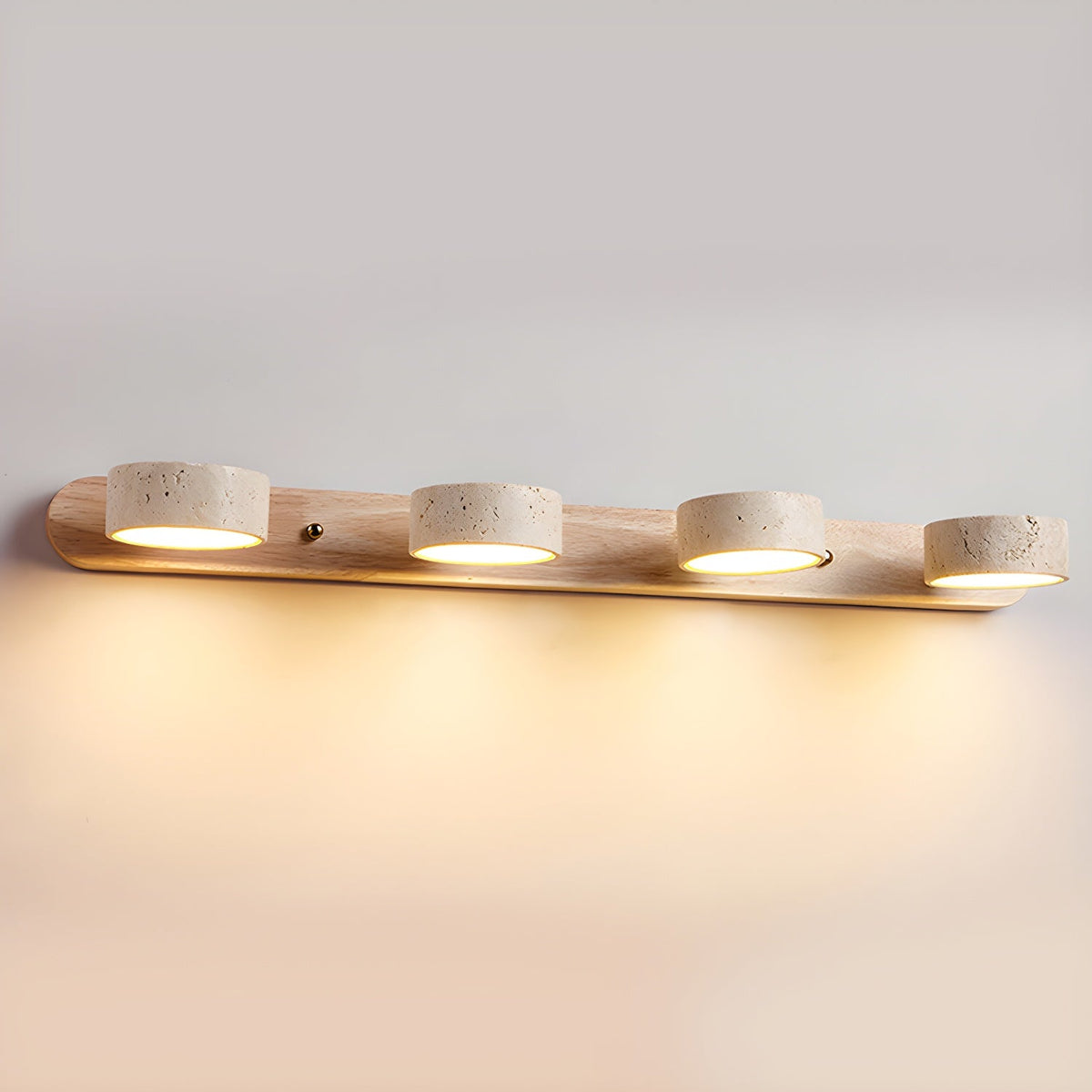 Travertine Duo Wall Lamp LED Bracket Light | Natural Stone & Wood | Modern Minimalist Wall Sconce | 2–4 Light Options