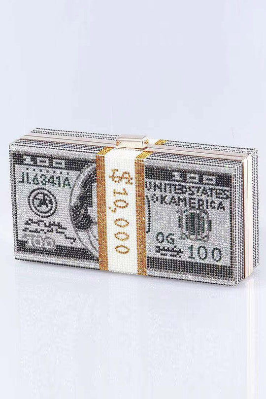 Multi US Dollar Rhinestone Shoulder Bag/Handbag with Chain