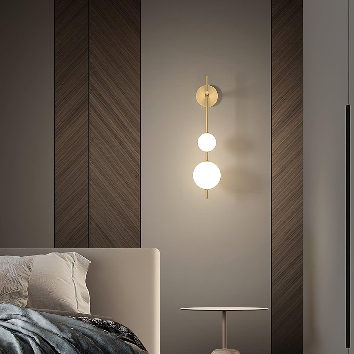 Vertical Globe Wall Lamp LED Sconce Light | Gold Finish Brass | Frosted Glass Orb | Modern Minimalist Wall Lighting 3000K–6000K