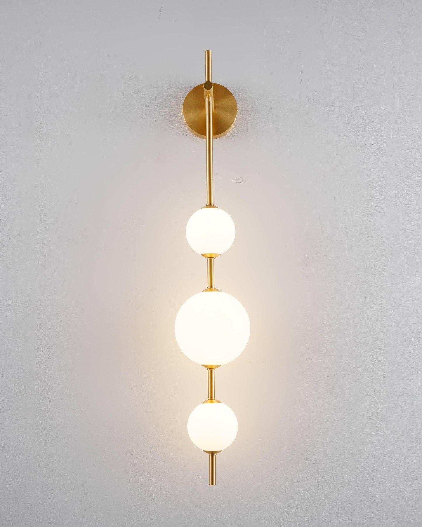 Vertical Globe Wall Lamp LED Sconce Light | Gold Finish Brass | Frosted Glass Orb | Modern Minimalist Wall Lighting 3000K–6000K