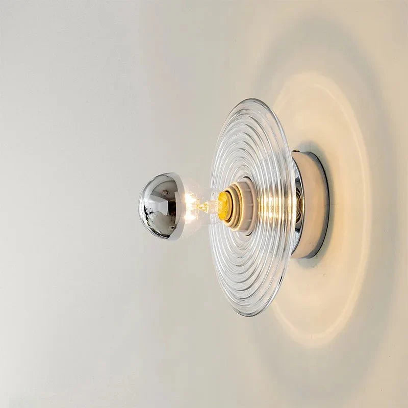 Vintage LED Glass Wall Sconce | Rippled Glass Wall Lamp | E27 5W Fixture | Ambient Lighting for Bedroom & Hallway