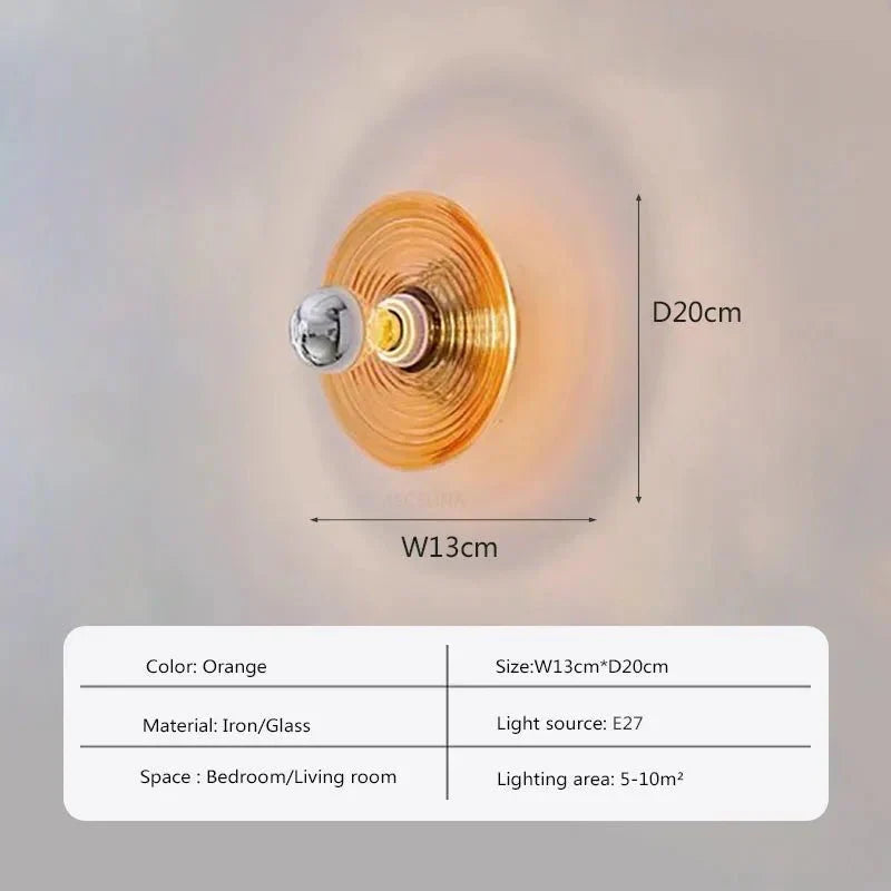 Vintage LED Glass Wall Sconce | Rippled Glass Wall Lamp | E27 5W Fixture | Ambient Lighting for Bedroom & Hallway