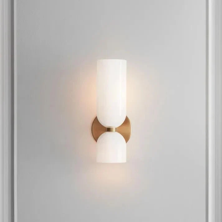 Double Head Glass Wall Lamp LED Sconce | E12 Bulb Base | Glass & Iron | Modern Indoor Lighting