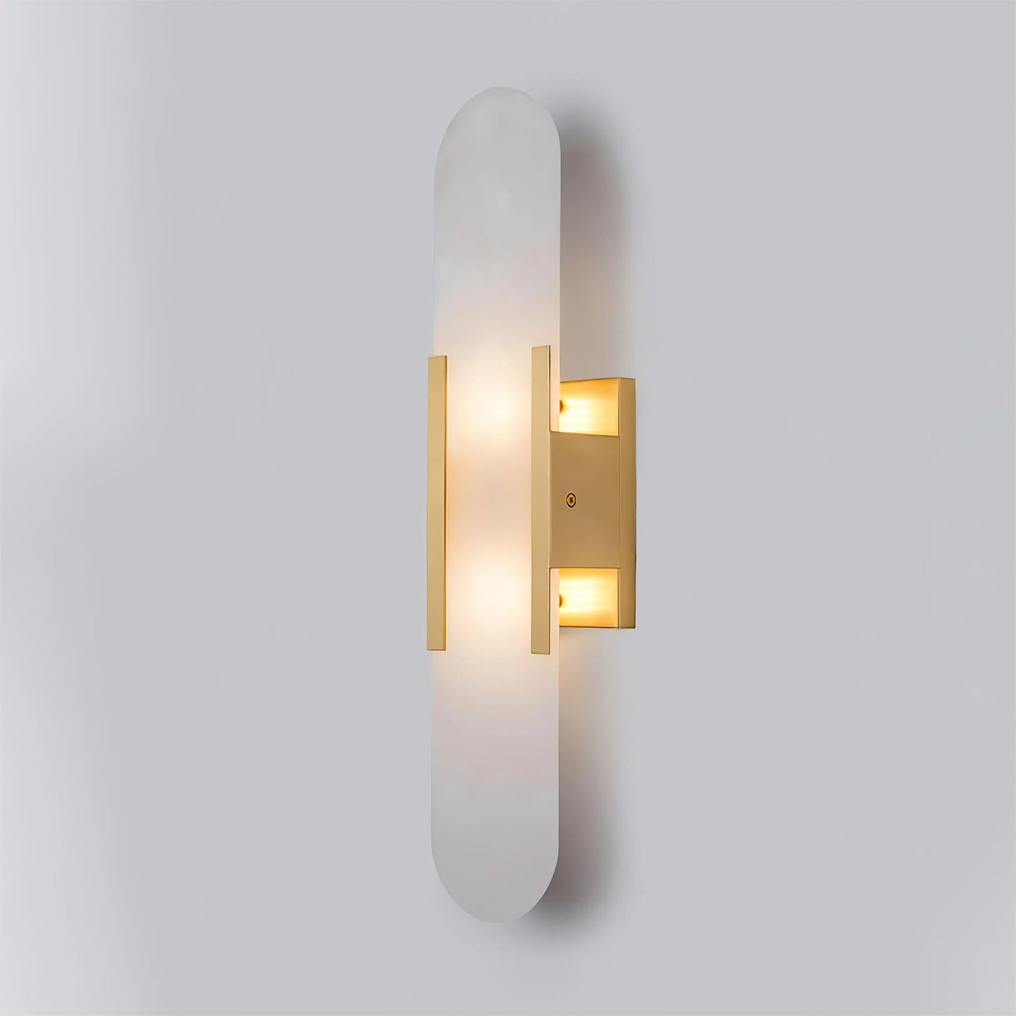 Elongated Alabaster Wall Lamp | Melange Brass & Stone Wall Light | G4 LED/Edison Fixture | Minimalist Luxury Lighting