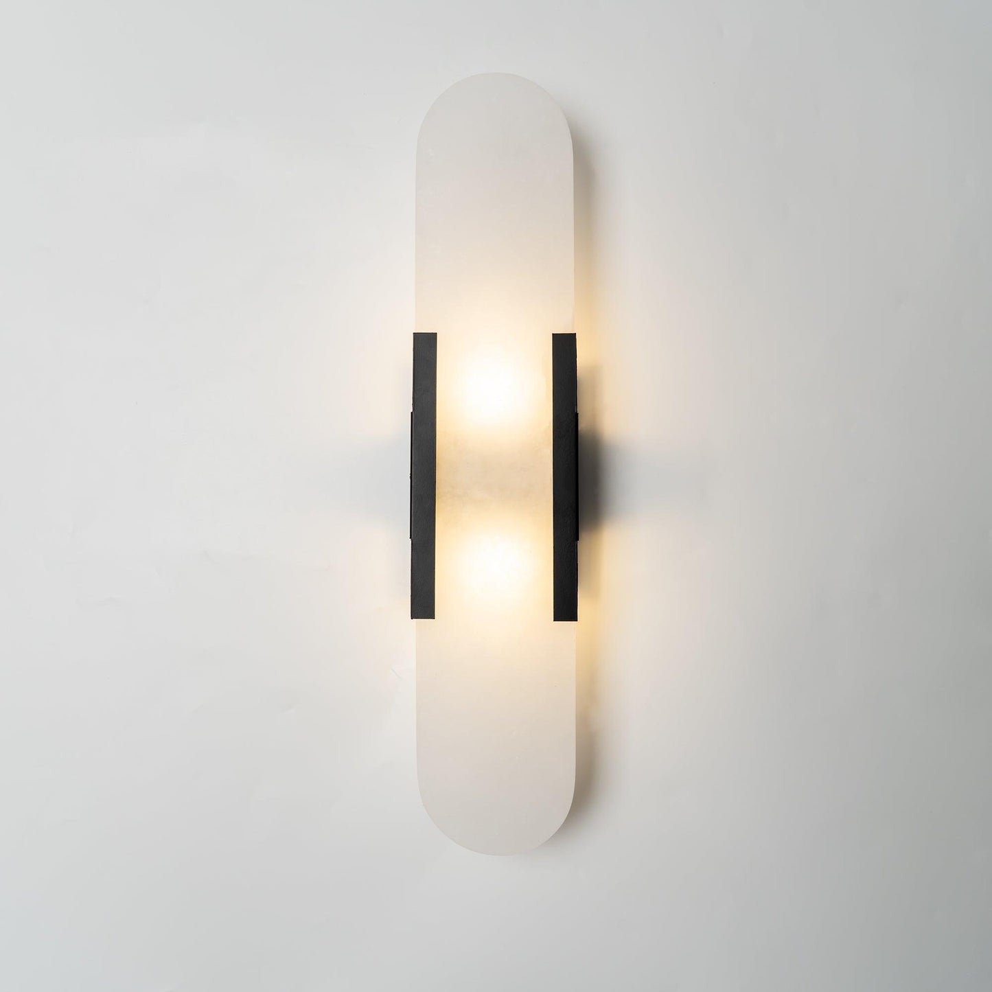 Elongated Alabaster Wall Lamp | Melange Brass & Stone Wall Light | G4 LED/Edison Fixture | Minimalist Luxury Lighting