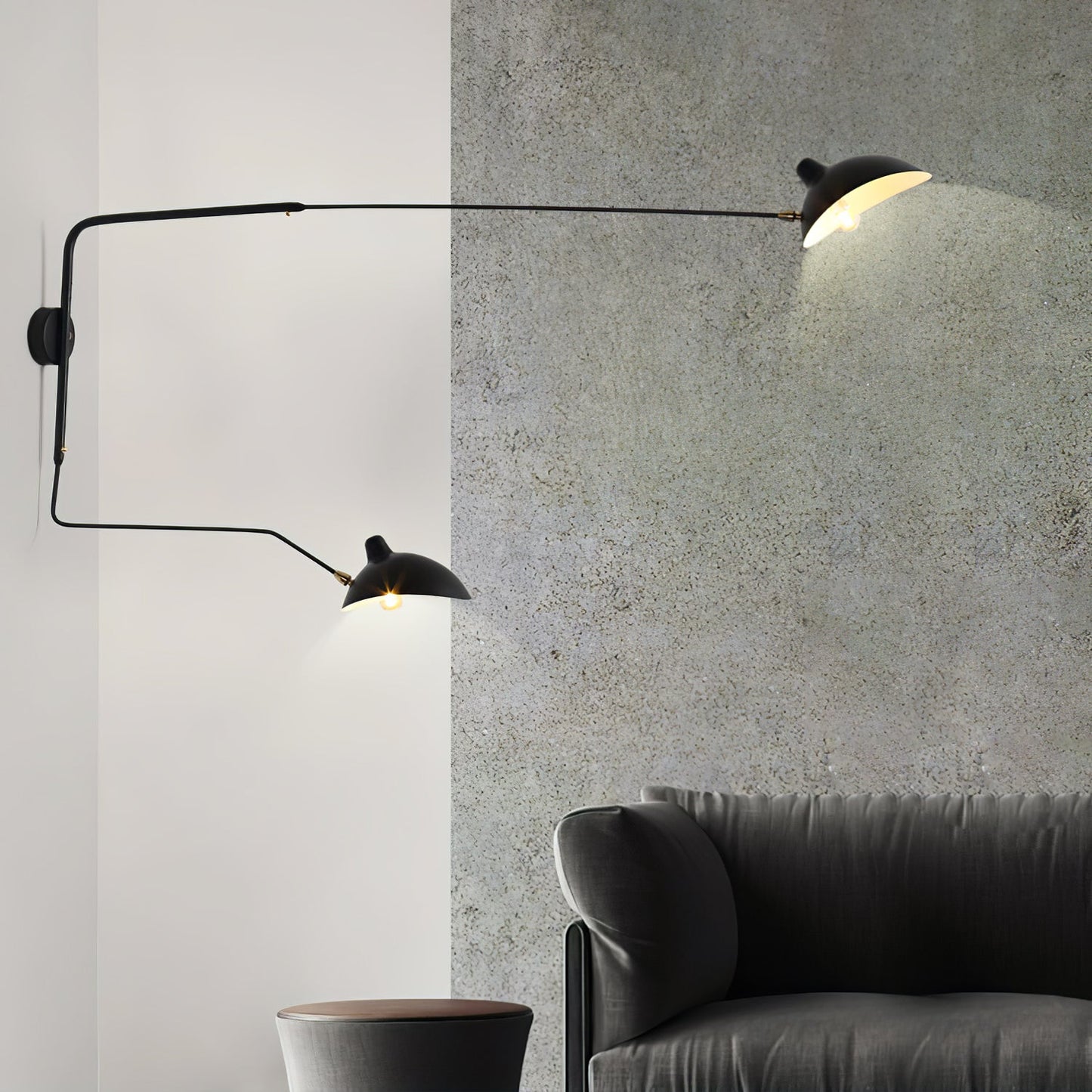 Serge Mouille Inspired Wall Lamp | Adjustable Arm Wall Light | E26/E27 Modern Sculptural Lighting | Indoor Designer Fixture