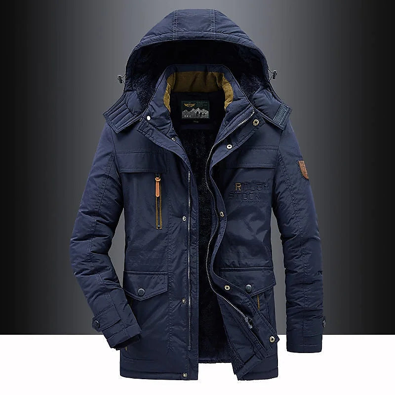 Mi-Long Hooded Parka with Zip for Men | Ideal for Winter